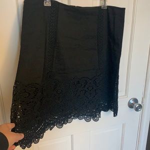 Cotton lace black a-line elegant skirt